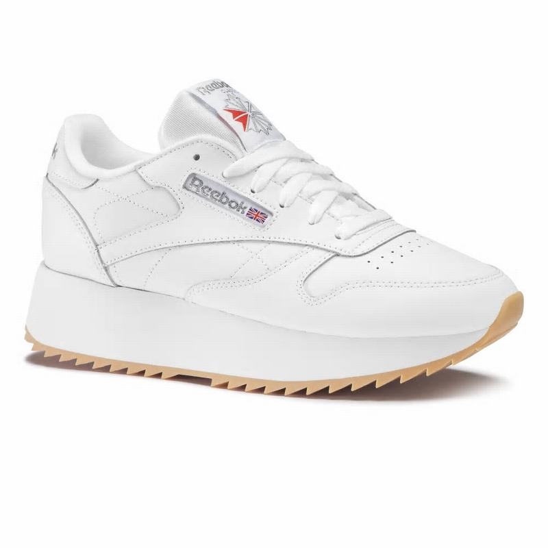 Reebok Classic Leather Double Tenisky Damske - Biele/Strieborne ZO8156RJ